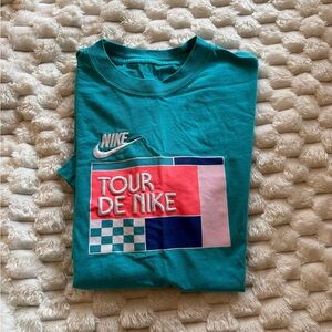 Nike Teal Graphic Tee with Pink and Navy Blocks